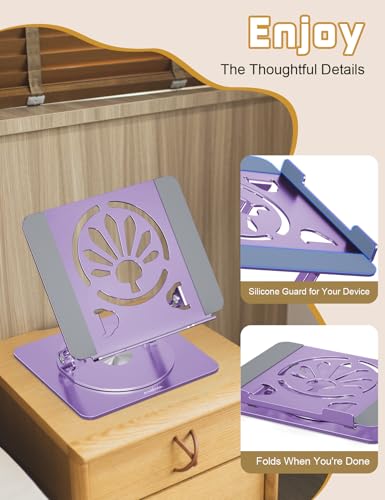Adjustable Laptop Stand for Desk-360° Rotating Foldable Laptop Holder Ergonomic Laptop Riser for MacBook Pro/Air Dell HP Lenovo Notebook up to 16",Purple - color: Purple