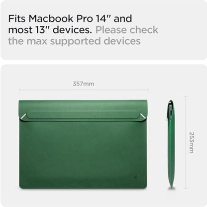 Spigen Valentinus Protective Laptop Sleeve, 14-Inch MacBook | For MacBook Neo/Pro/Air M1-M5 Chips (2018-2026) - Jeju Green - color: JeJu Green, size: 14-inch