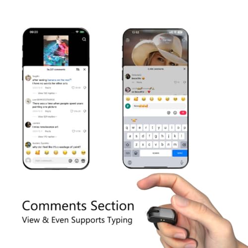 Scrolling Ring,Mini Air Finger Ring Mouse with Touchpad,Bluetooth/2.4G Wireless Rechargeable Finger Scroller for iPhone/Android/PC/Tablet,Remote Control with Charging Case for Tiktok/Camera/Video