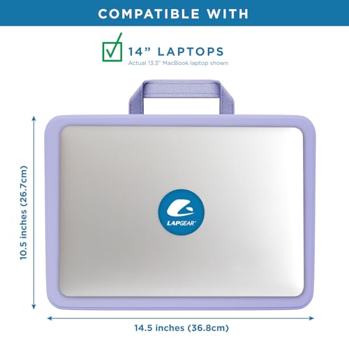 LAPGEAR Compact Lap Desk – Purple Amethyst, Fits 14" Laptops | Microbead Cushion, Built-In Pencil Slot, Carry Handle, Fits Standard Letter-Size Paper (8.5" × 11") - color: Purple Amethyst, size: 14″ Laptop (Compact)