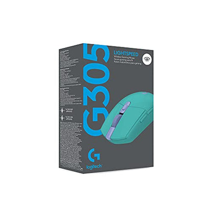 Logitech G305 Lightspeed Wireless Gaming Mouse, Hero Sensor, 12,000 DPI, Lightweight, 6 Programmable Buttons, 250h Battery, On-Board Memory, Compatible with PC, Mac - Mint - color: Mint, style: Classic