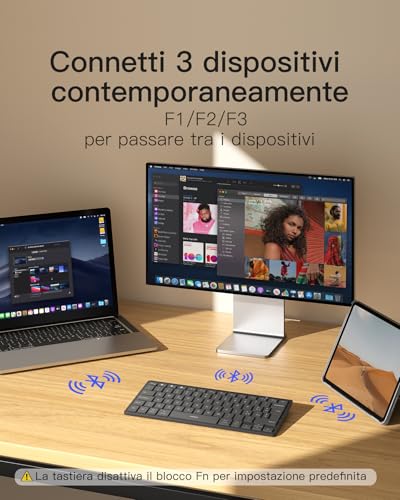 Inateck Ultra-Slim Bluetooth Keyboard, Ergonomic, 3-Device | For iPad/Windows/Android/iOS, Oversized Keycaps, 18-Month Battery Life, Portable Design, QWERTY Layout