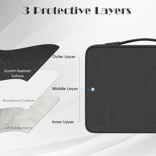 ProElife 13 Inch Laptop Sleeve for MacBook Neo, Retractable Handle, Black | Precision Fit, Soft Inner Lining Padded, Anti-Scratch, Extra Attached Pocket, Travel Carry Laptop Bag for Home Office - color: Black