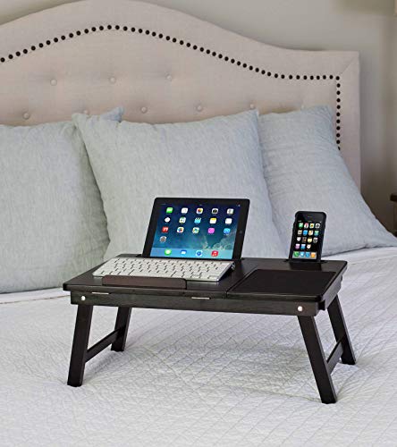 Sofia + Sam Multi Tasking Laptop Bed Tray | Lap Desk Supports Laptops Up to 18 Inches (Walnut)