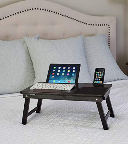 Sofia + Sam Multi Tasking Laptop Bed Tray | Lap Desk Supports Laptops Up to 18 Inches (Walnut)