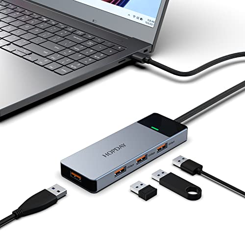 USB Hub, 4-Port USB 3.2 Hub, USB Splitter Multiport Adapter 10Gbps Data Hub with 1.6ft/50cm Extended Cable for MacBook Air/Pro, iMac, Dell, HP, Surface, PC, Tesla Model 3,Mobile HDD