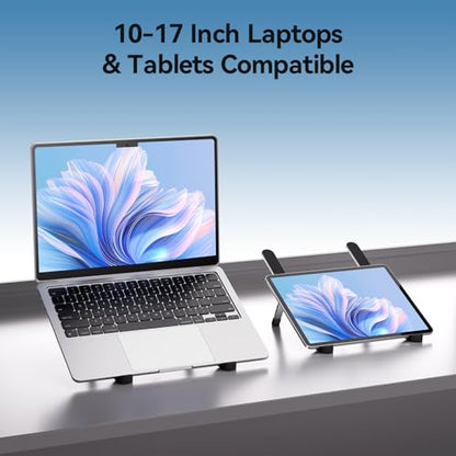 ICE COOREL Portable Laptop Stand, Foldable Laptop Riser for Desk, 6-Level Adjustable Ergonomic Computer Stand, Premium Aluminum Alloy Notebook Holder Compatible with 10-17 Inch Laptops & Tablets - color: SILVER