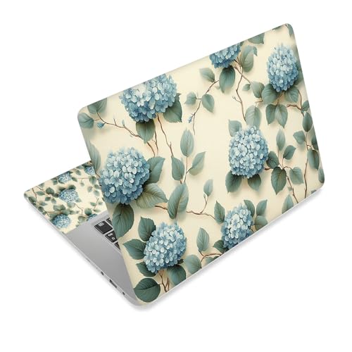 Universal Laptop Skin Sticker Decal,15.6 Inch Laptop Vinyl Cover for 13" 14" 15.6" Laptop,Scratch-Resistant Waterproof Protector Wrap,Reusable with Wrist Pads,Blue Floral Pattern - color: Blue Floral Pattern
