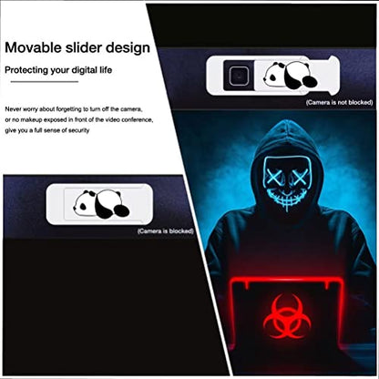 Laptop Camera Cover Slide,Webcam Cover Slide,Protecting Your Privacy Security & Shelter from Breath Lamp – Cute Pattern Design 丨 Fits Laptop & Desktop, PC – Ultrathin for iMac(Cute Panda) - color: Cute Panda - White