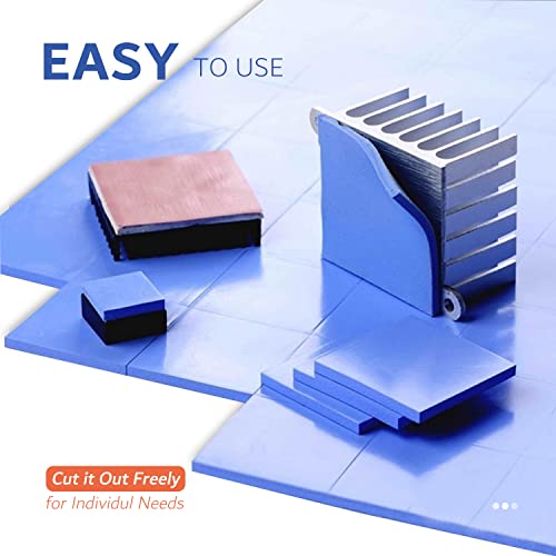 4 Pack Thermal Pad, 100 x 100 mm x [0.5 mm + 1 mm + 1.5 mm + 2 mm] Silicone Cooling Pad 6 W/m.K GPU Non Conductive Heat Resistance Extreme Odyssey Cover for Laptop Heatsink CPU GPU SSD IC LED Cooler - color: 6W Blue, size: 100x100mm-4 Pack