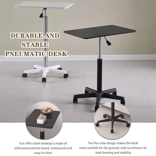 Height Adjustable Standing Table, Large Portable Laptop Desk with Wheels, Home Mobile Sofa Side Table, Easy Assemble Computer Desk(White,60 * 39 * 60-80cm) - color: White, size: 60*39*60-80cm