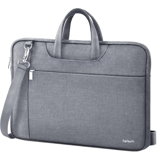 Ferkurn 17 17.3 Inch Laptop Bag Case Women Men Compatible with HP OmniBook Envy Omen Pavilion/LG Gram/Dell Inspiron Precision/Yoga ThinkPad, Carrying Briefcase Messenger Computer Bag 18 inch, Grey - color: Heather Grey, size: 17.3 inch