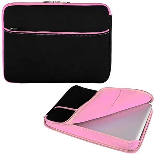 13 13.3 Inch Laptop Sleeve Neoprene Protective Case for Laptops and Tablets, Slim Lightweight Cover for Men and Women - color: Black / Soft Pink