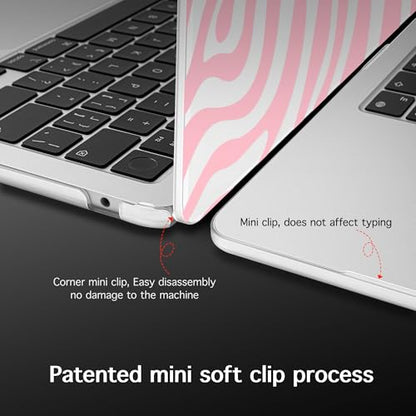 for 2026 MacBook Air 13-inch Laptop Case M5 2026 M4 2025 M3 2024 M2 2022 Release Model A3449 A3240 A3113 A2681, Hard Shell Cover for MacBook Air 13.6 inch, Pink Wave Pattern - color: Pink Wave Pattern