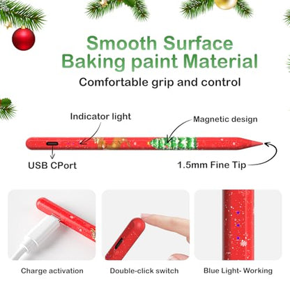 Universal Stylus Pen Compatible for iOS&Android Touch Screen, Pencil with Dual Touch Function,Rechargeable Stylus for iPad/iPad Pro/Air/Mini/iPhone/Cellphone/Samsung/Tablet Drawing&Writing (Red) - color: 106T-Red Cartoon