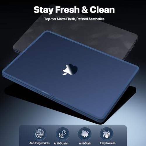 Soonjet FlexArmor for MacBook Air 13 inch Case | M5 M4 M3 M2 2026 2025-2022 | Hybrid Design, Cushioned Edges | Anti-Crack Upgrade | Ultra-Thin Cover Laptop Hard Shell 13.6'' | Midnight Blue Clear - color: Midnight Clear