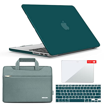 IBENZER Compatible with MacBook Pro 13 Inch Case 2015 2014 2013 end 2012 A1502 A1425, Hard Shell Case with Bag & Keyboard Cover & Screen Film for Old Version Mac Pro 13, Quetzal Green, R13-QUGN+3SP - color: Quetzal Green