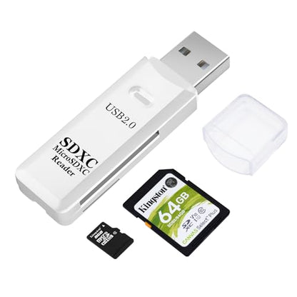 USB2.0 SD/TF Card Reader, USB 2.0 480Mbps Dual Slot OTG Memory Card Adapter for TF/Micro SD/SD/SDXC/Micro SDXC/Micro SDHC Memory Cards, Compatible with MacBook Pro/Air (White) - size: Card-Reader-2.0-White