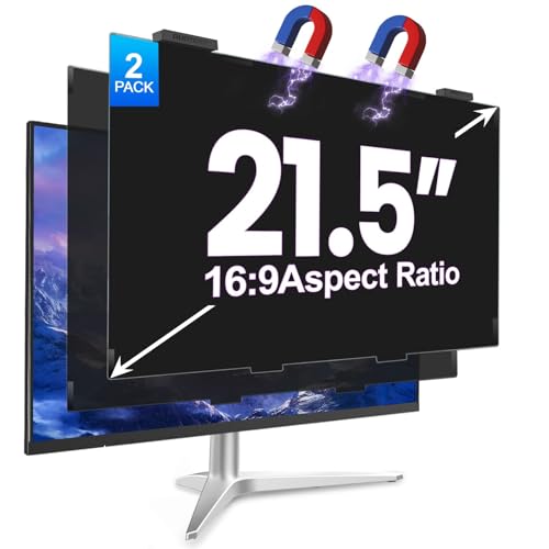 2Pack Magnetic 21.5 Inch Privacy Screen for Computer Monitor 16:9 Aspect Ratio, Hanging Removable Anti-Blue/Glare Protector Film, Anti Spy Desktop Security Private Filter 21.5in - color: black, size: 21.5inch 2pcs