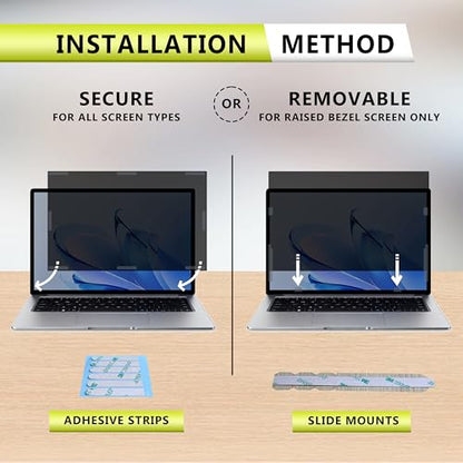 14 Inch Laptop Privacy Screen Filter Compatible with HP/Dell/Acer/Samsung/Lenovo/Toshiba for 16:9 Widescreen Display Laptop Privacy Screen Anti-Blue and Anti-Glare Protector with Webcam Cover | Anti-glare protective film, blue light filtering safety shiel