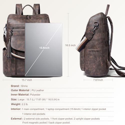 Laptop Backpack for Women 15.6 inch,Travel Leather Backpack Purse Nurse Teacher Carry on Backpack Computer Bag,Professional Water-Resistant College Business Work Casual Daypack,Nubuck Coffee - color: Nubuck Coffee