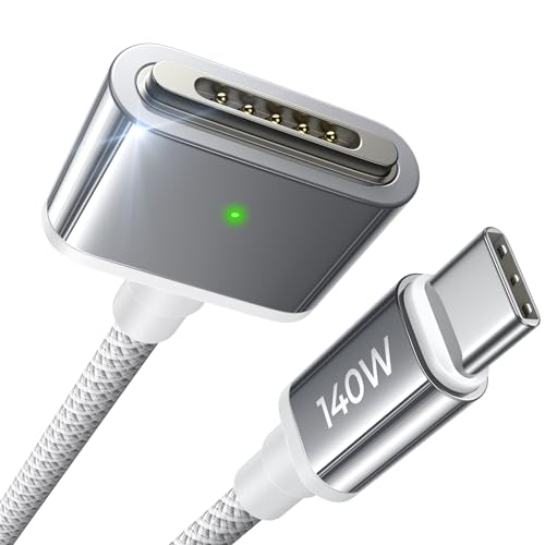 LISEN MacBook Charger USB-C to Magnetic 3 Cable (3.3FT) for M5/M4 MacBook Air Pro Charger, 140W Magnetic Safe 3 Cable for Pro (16"/14" 2025, 2024, 2023, 2021) Air (15''/13'' 2025, 2024, 2023, 2022) - color: Grey, size: 3.3FT