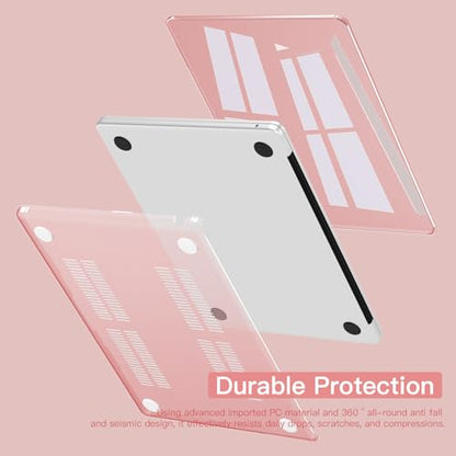 CISSOOK Compatible with MacBook Air 13.6 inch Case Pink 2022 2023 2024 2025 Release A2681 A3113 A3240, Plastic Shell & Keyboard Cover for MacBook Air 13 M4 M3 M2, Clear Pink | A3449 A3240 A3113 A2681, 5in1 Set Hard Shell Case Keyboard Cover for MacBook Ai