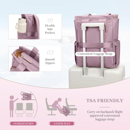 GOLF SUPAGS Convertible Laptop Backpack for Women Casual Daypack Notebook Tote Bag for Work College Travel Leisure (Pinkish Purple) - color: Pinkish Purple