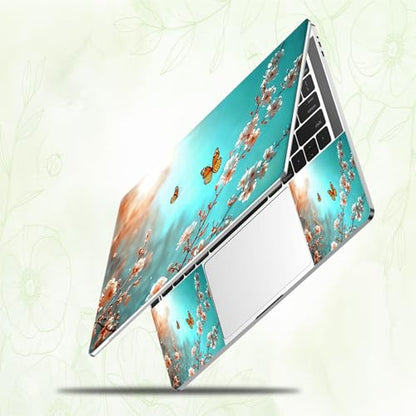 Laptop Skin Sticker Decal, Universal Reusable Vinyl Laptop Cover for 12" 13" 13.3" 14" 15" 15.4" 15.6" Notebook PC, Reusable Waterproof Scratch-Resistant with 2 Wrist Pads,Butterfly Flower - color: Butterfly Flower