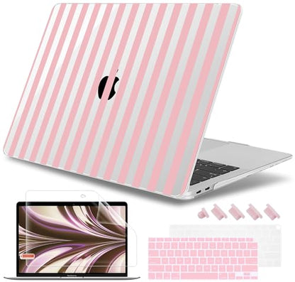 May Chen Compatible with MacBook Air 13 inch Case 2022 2021, 2020-2018 Release Model: M1 A2337 A2179 A1932, Plastic Hard Shell Case Cover for Mabook Air 13 inch with Retina Dispaly, Pink Stripes - color: Pink stripes