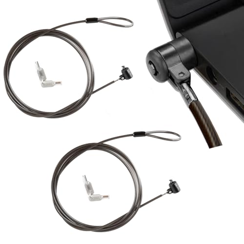 2 Pack Laptop Cable Lock, 6.6 Feet Anti-Theft Security Steel Lock with Keys, Heavy Duty 3x7mm Standard T-Slot Compatible with Lenovo, Asus, Acer Laptops & Tablets, Black - color: black-key-2 pack