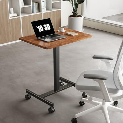 OLIXIS Mobile Rolling Desk with Wheels,Adjustable Laptop Desk, Rustic Brown | Adjustable Rolling Design Creates a Flexible Workspace for Home Office - color: Rustic Brown