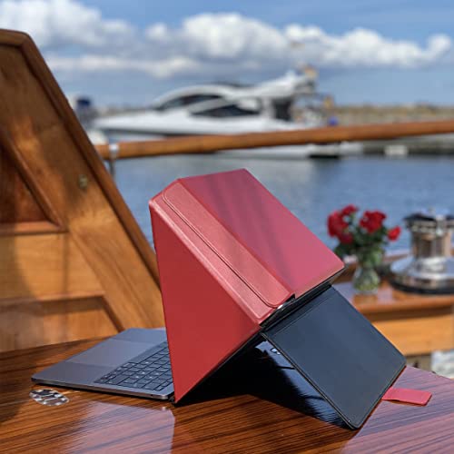 4-in-1 Laptop Screen Shade – Original Lux Hood – Sun, Privacy, Heat & Contrast Protection, Freestanding with Pocket, Fits 12–14” MacBook & PC, Patented, Red | PHILBERT Danish Design - color: Red, size: 12-14in
