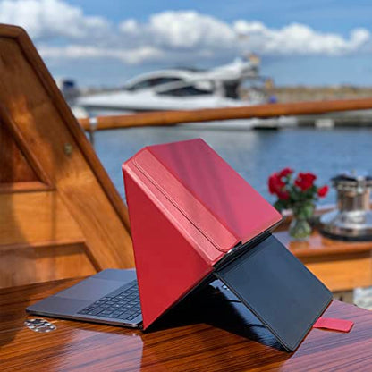 4-in-1 Laptop Screen Shade – Original Lux Hood – Sun, Privacy, Heat & Contrast Protection, Freestanding with Pocket, Fits 12–14” MacBook & PC, Patented, Red | PHILBERT Danish Design - color: Red, size: 12-14in