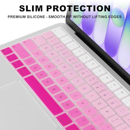 Allinside Keyboard Cover for 2026 MacBook Neo 13-inch A3404 (A18 Pro) & MacBook Air 13"/15" and MacBook Pro 14"/16" (M5 Chip), Premium Silicone Keyboard Protector Skin, US ANSI Layout, Ombre Hot Pink - color: Ombre Hot Pink