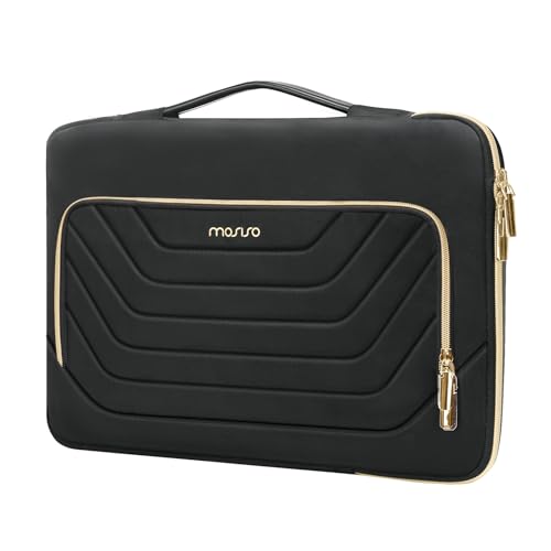 MOSISO 360 Protective Laptop Sleeve 13-14 inch, 13.3 inch Carry Case Compatible with MacBook Neo/Air 13.6/Pro 13/Pro 14, Side Open Bag with Inverted Trapezoid Quilted Pocket,Black