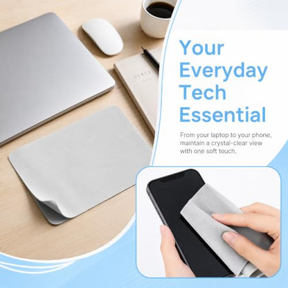 3-Pack Microfiber Cleaning Cloth with Liner - Screen & Keyboard Imprint Protection for MacBook (2018-2026) | Compatible with MacBook Neo 13", MacBook Air 13-13.6-Inch, MacBook Pro 13-14-Inch -Grey