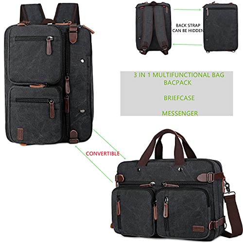 Baosha Convertible Briefcase Backpack 17 Inch Laptop Bag Case Business Briefcase HB-22 - color: Black-grey Mixed