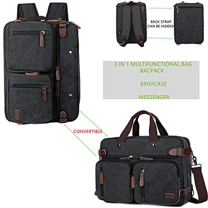 Baosha Convertible Briefcase Backpack 17 Inch Laptop Bag Case Business Briefcase HB-22 - color: Black-grey Mixed