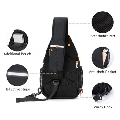 MOSISO Sling Backpack Bag, Crossbody Shoulder Bag Travel Hiking Daypack Chest Bag with Front Square Pocket&USB Charging Port - color: Slate Gray