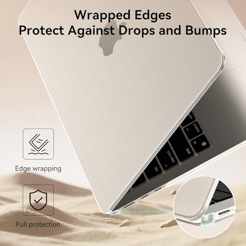 BlueSwan for MacBook Air 13 inch Case, M5 M4 M3 M2 2026-2022 Laptop Cover | 100% Match Official Color, Matte Grippy Texture, Scratch Resistant, Easy to Snap on, Air 13.6 Protective Hard Shell - color: Starlight Clear