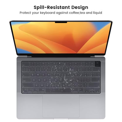 F FORITO Ultra Thin TPU Keyboard Cover Protector Compatible with 2021-2023 M1/M2/M3 Pro/Max MacBook Pro 14/16 A2442 A2485 A2779 A2780, MacBook Air 13/15 A2681 A2941, Clear | Ultra Thin, TPU ,Clear