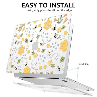 AKIT for MacBook Air 13 inch Case M5 M4 M3 M2 2026-2022, Bee | A3449 A3240 A3113 A2681, Vibrant Pattern Hard Shell Laptop Case+Screen Protector+Keyboard Cover for MacBook Air 13.6 inch - color: Bee