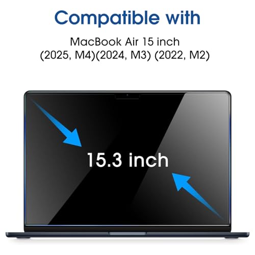 amFilm Screen Protector for MacBook Air 15'' M4/M3/M2 Chip Tempered Glass | Scratch Protection, Easy to Instllation & Bubble Free, HD Clear, Ultra Thin (Regular 15 inch) - size: Regular 15.3 inch