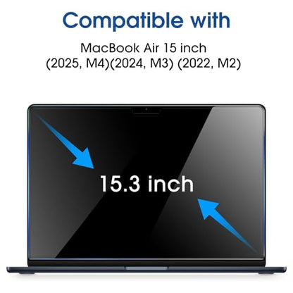 amFilm Screen Protector for MacBook Air 15'' M4/M3/M2 Chip Tempered Glass | Scratch Protection, Easy to Instllation & Bubble Free, HD Clear, Ultra Thin (Regular 15 inch) - size: Regular 15.3 inch
