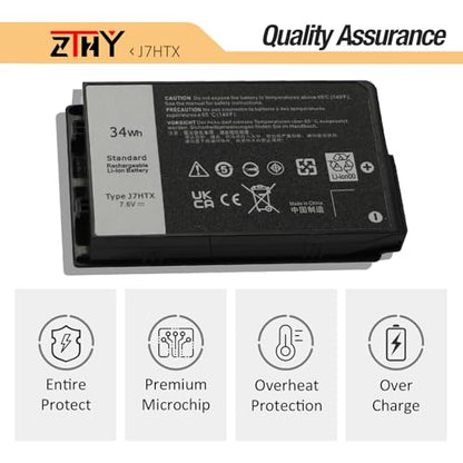 ZTHY J7HTX 7XNTR Battery for Dell Latitude 7202 7212 7220 Rugged Extreme | FH8RW J82G5 2JT7D 02JT7D VW5Y4 451-BBOR 451-BCCO 451-BCDH T03H T03H001 T03H002 Laptop Battery Replacement 7.6V 34Wh 4342mAh