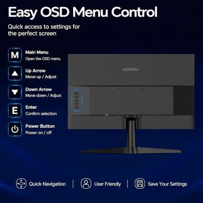 KOORUI 24 Inch Gaming Monitor, 180Hz FHD 1080P VA Display with 3000:1 Contrast, Eye Care, HDMI & VGA, VESA 100x100mm Mountable for Dorm Room, Dual-Screen Setup, PC and Console Gaming - size: 24"/FHD/180Hz