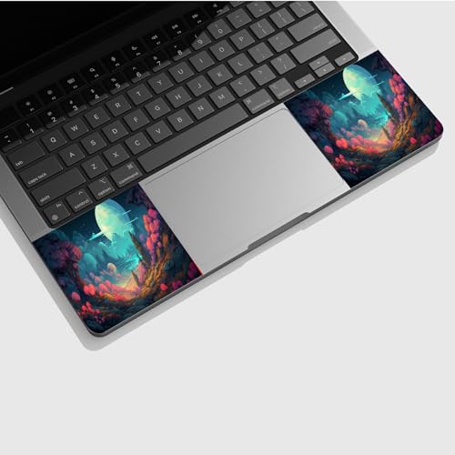 Universal Laptop Skin Sticker with 2 Wrist Pad Skins, Waterproof Scratch Resistant Vinyl Laptop Cover Decal, Cut to Fit for 11–15.6 Inch MacBook HP Dell Lenovo, Fantasy Forest Full Moon - color: Fantasy Forest Full Moon