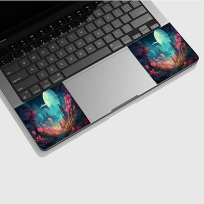 Universal Laptop Skin Sticker with 2 Wrist Pad Skins, Waterproof Scratch Resistant Vinyl Laptop Cover Decal, Cut to Fit for 11–15.6 Inch MacBook HP Dell Lenovo, Fantasy Forest Full Moon - color: Fantasy Forest Full Moon