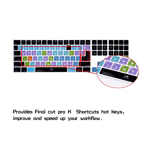 HRH Final Cut Pro X Shortcut Hotkey Silicone Keyboard Cover Keypad Skin for Magic Keyboard with Numeric Keypad A1843 MQ052LL/A Released in 2017/2018(US/EU Layout) - color: Hotkey-Final Cut Pro X